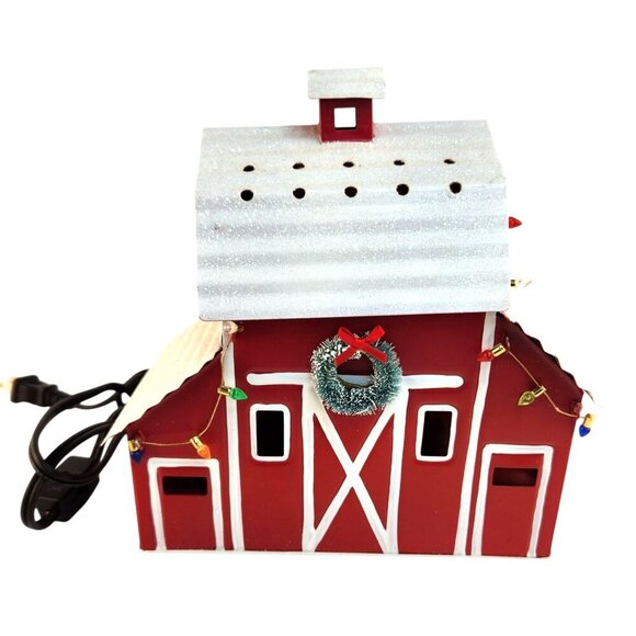 Scentsy Authentic Red Barn Wax Warmer With Light-Up Windows & Glittered Roof Des - Picture 1 of 12